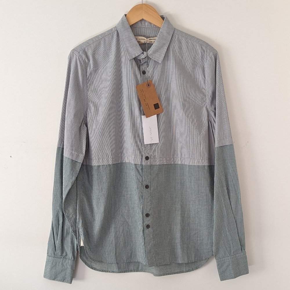 Yigal Azrouel Panel Cotton Button Down Long Sleeve Shirt USA Israel S M